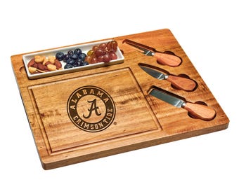 Alabama Crimson Tide Acacia Charcuterie Cheese Board.