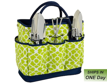 Gardening Tote with 3 Stainless Steel Tools - Engagement Gift Bridal Shower Wedding Graduation, Housewarming, Realtor Closing Gift