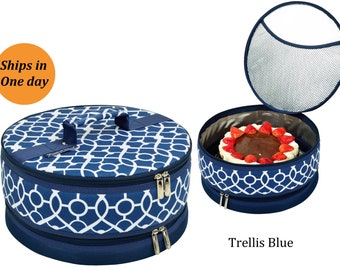 Pie and cake Carrier 12" Diameter with top and bottom zippers. Weddings, Birthdays, Housewarming, Mother's Day. Ships Same Day