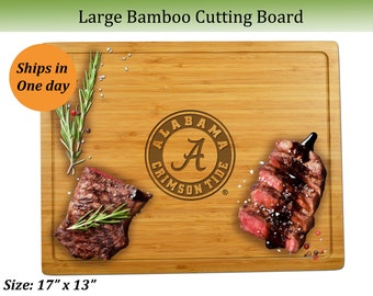 Alabama Crimson Tide Bamboo Charcuterie Cutting Board - Unique Gift for Alumni! Elevate Picnics, Tailgating & Entertaining - Go Bama