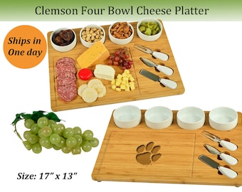 Clemson Tigers Bamboo Charcuterie/Cheese Boards-By Picnic at Ascot designers of Unique High Quality Picnic Products for 30 Years