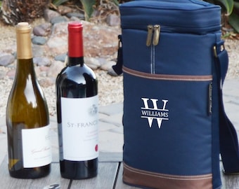 Personalized Insulated Two-Bottle Wine Bag with Corkscrew. Unique Wedding Gift, Housewarming,  Picnic, Anniversary, Graduations, Birthdays