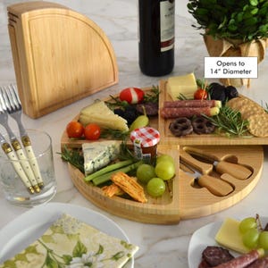 Personalized Charcuterie Board. Patented Swivel Design Saves Storage Space & Store Tools. Weddings,  Housewarming, Birthdays, Clients