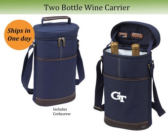 Georgia Tech Insulated Wine Carriers with Accessories Graduation Gift Tailgating Game Day Picnics Alumni Holiday Gift