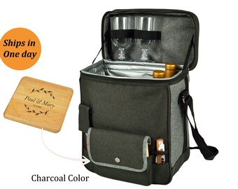 Unique Personalized Insulated Wine & Cheese Picnic Set. Weddings, Showers, Housewarmings, Graduations, Anniversary, Birthdays, Mother's Day