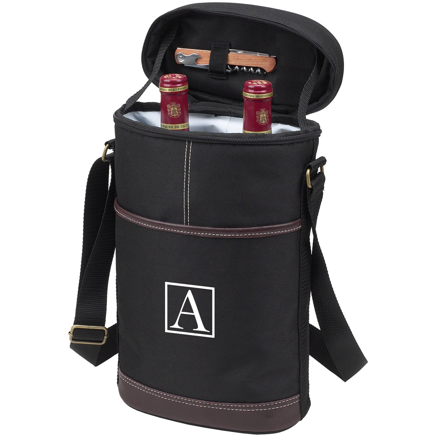 Imperial Home Wine Carrier Tote Bag - Insulated Wine Bottle Holder or Wine Case Picnic Set Blue 1 Bottle