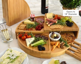 Unique Personalized Charcuterie Board. Patented Design Saves Storage Space & Stores Tools. Weddings, Housewarming, Mother's Day, Birthdays