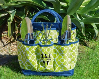 Personalized Garden Tote with Stainless Steel Tools, Gardener Gift