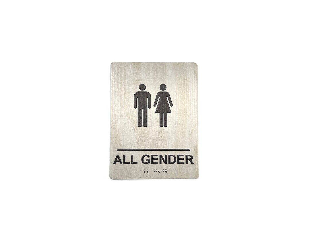 ADA Compliant Bathroom Sign With Braille Acrylic With Whitewash Wood