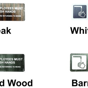 Employees Sign Texture Employees Must Wash Hands Sign - Acrylic With Wood Grain Texture 6