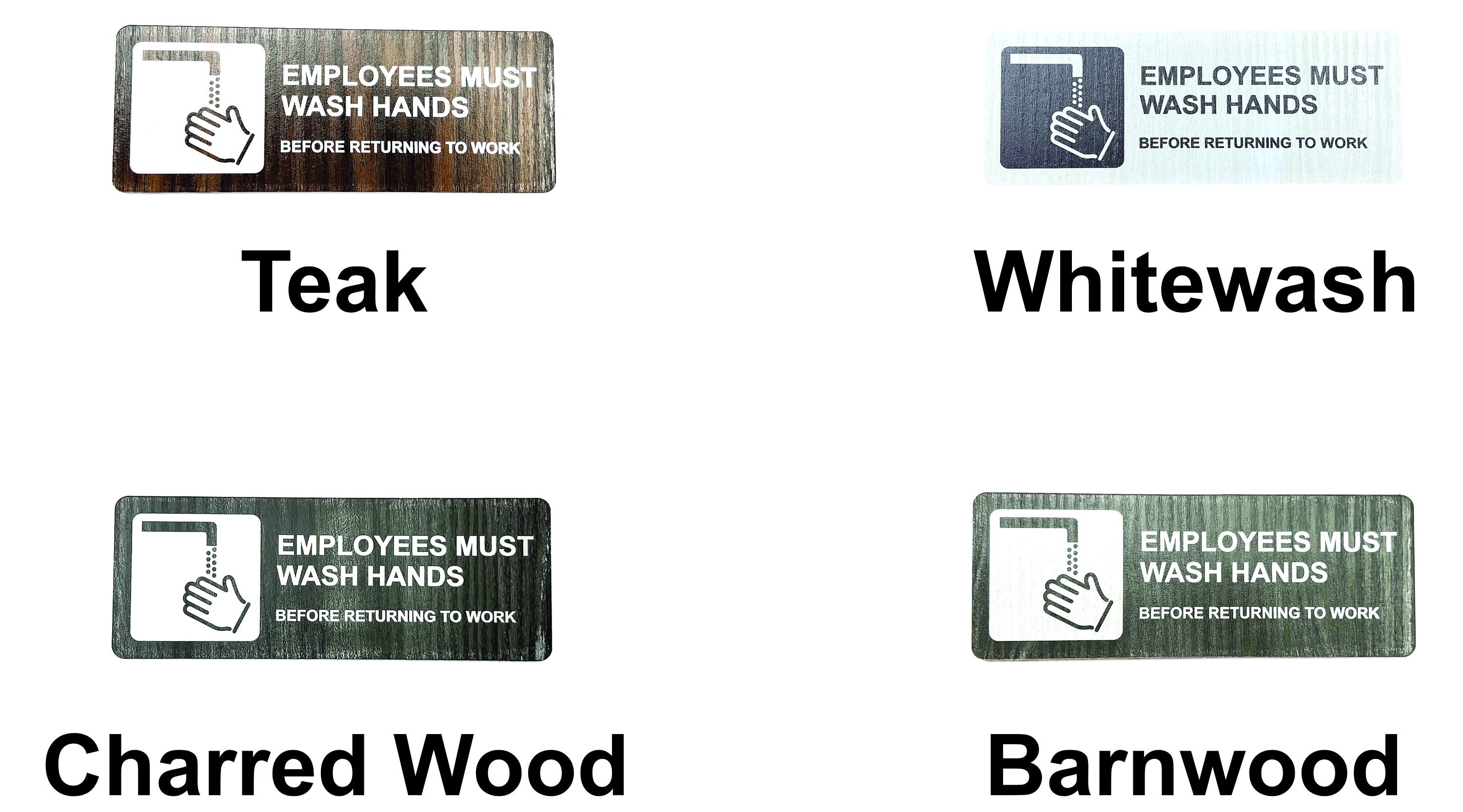 Employees Sign Texture Employees Must Wash Hands Sign Acrylic With Wood Grain Texture 6 X 2.25 ...
