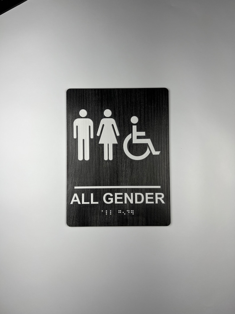 ADA Compliant Bathroom Sign With Braille Acrylic With Charred Wood