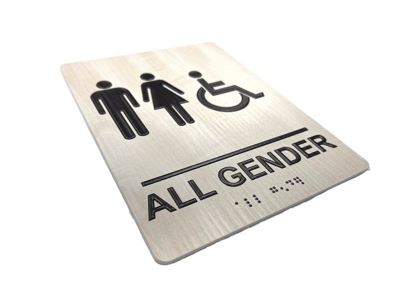 ADA Compliant Bathroom Sign With Braille Acrylic With Whitewash Wood