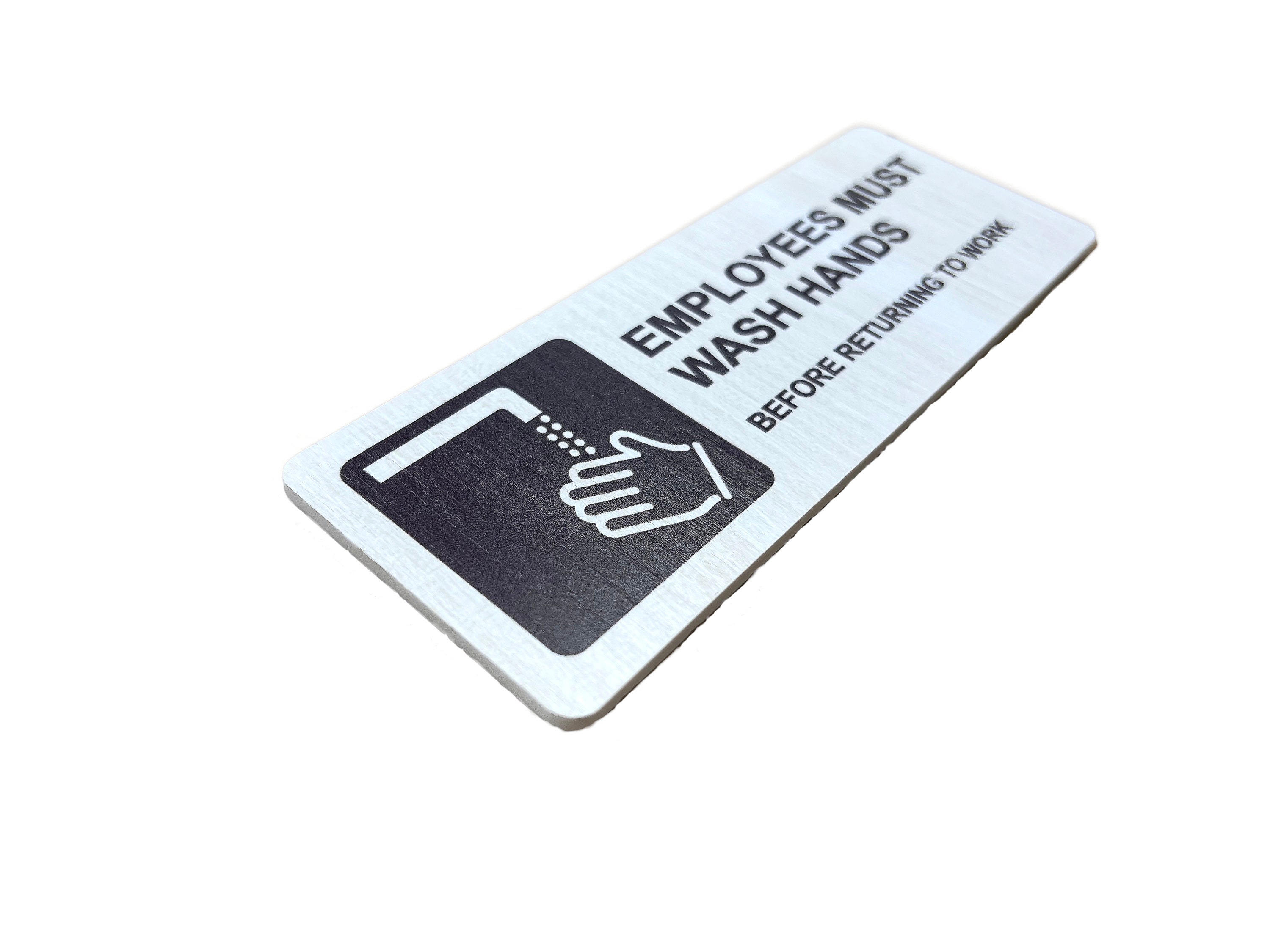 Employees Sign Texture Employees Must Wash Hands Sign - Acrylic With Wood Grain Texture 6