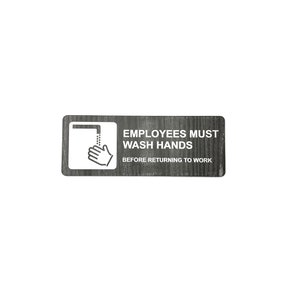 Employees Must Wash Hands Sign - Acrylic with Wood Grain Texture  6&quot; x 2.25&quot; - Charred Wood - Custom Signs by Lakeshore Sign Co.