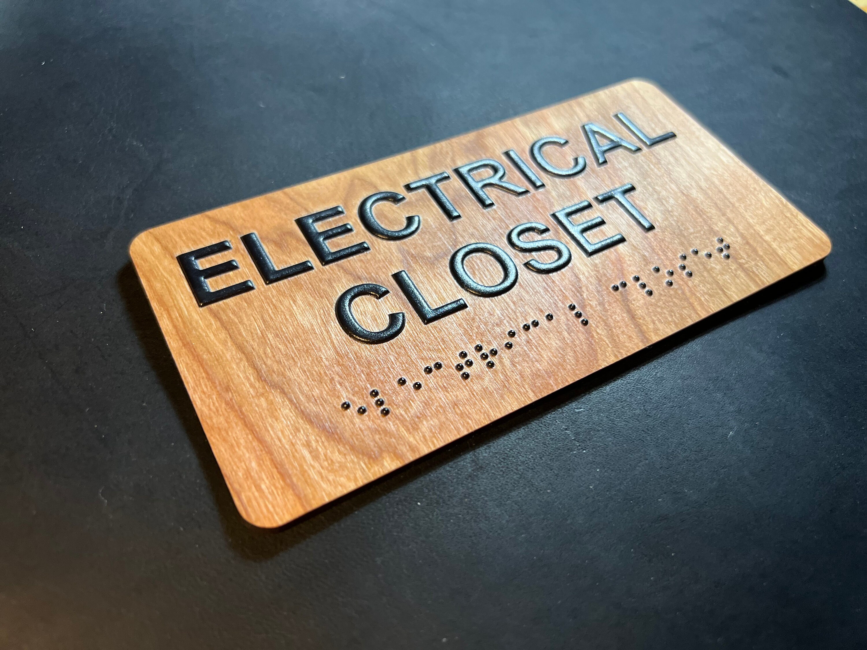 Utility Sign Making ADA Compliant Wood Utility Sign - Electrical Closet - With Raised ...