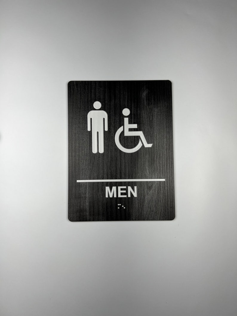 ADA Compliant Bathroom Sign With Braille Acrylic With Charred Wood