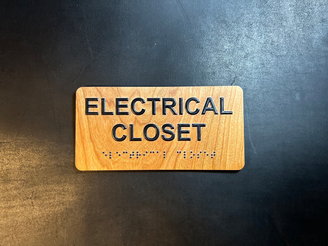 Utility Box Sign ADA Compliant Wood Utility Sign - Electrical Closet - With Raised ...
