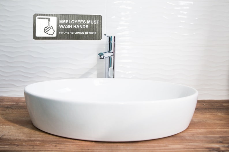 Employees Sign Texture Employees Must Wash Hands Sign - Acrylic With Wood Grain Texture 6