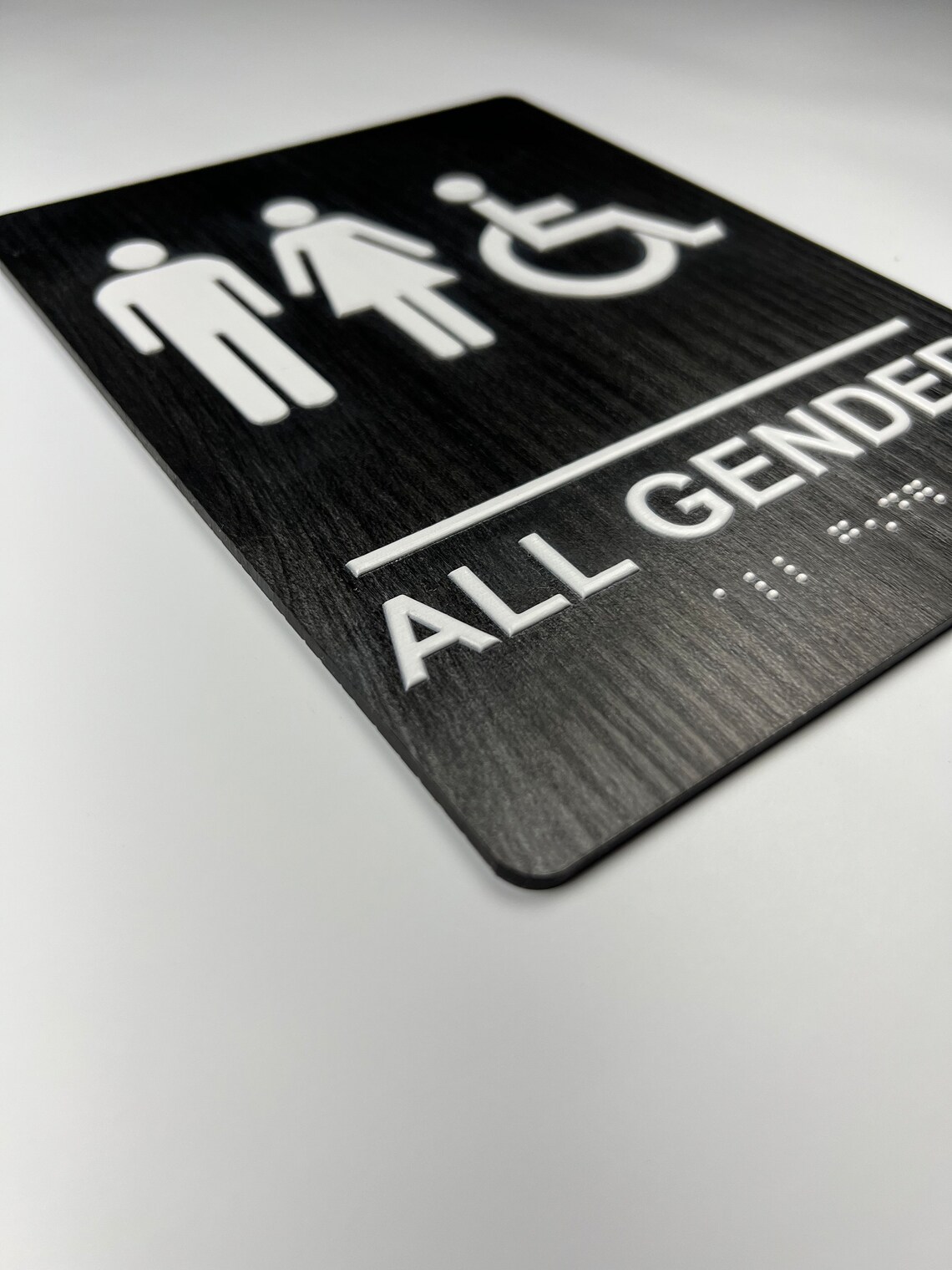 ADA Compliant Bathroom Sign With Braille Acrylic With Charred Wood