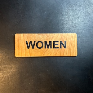 Solid Wood Women&#39;s Bathroom Door Sign 6&quot; x 2.25&quot; - Custom Signs by Lakeshore Sign Co.