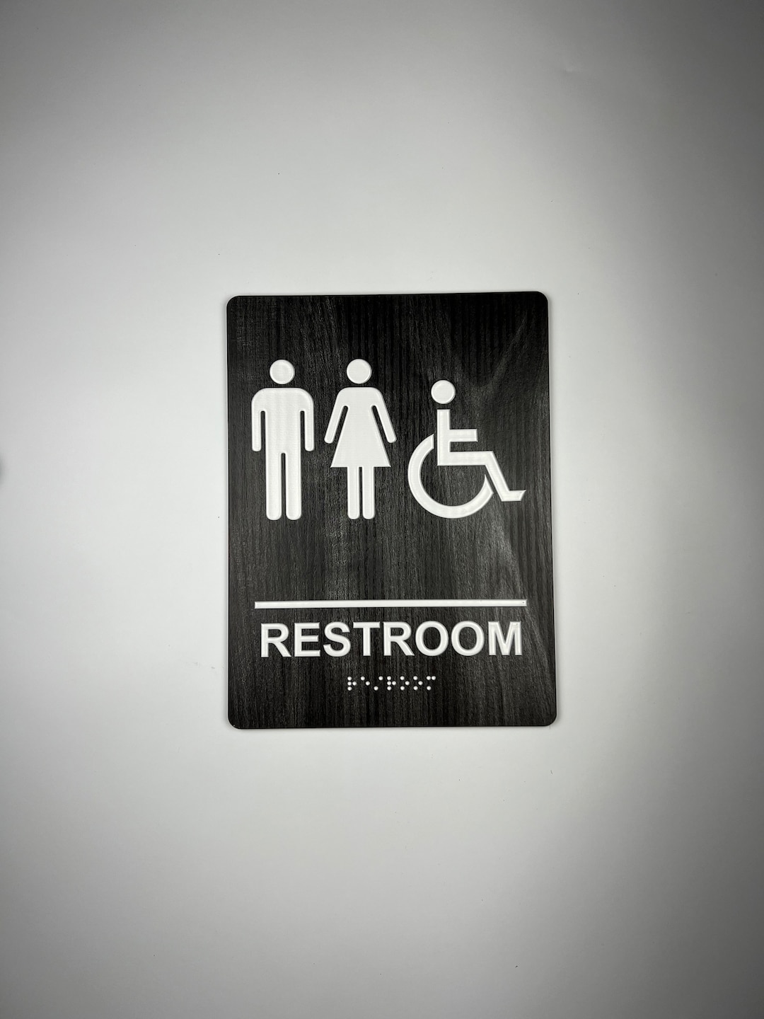 ADA Compliant Bathroom Sign With Braille Acrylic With Charred Wood