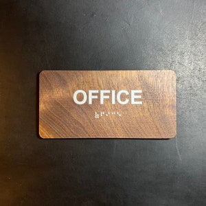 ADA Compliant Wood Office Sign with Raised Letters and Braille