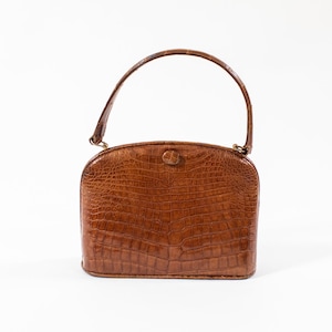 Vintage Handtasche | 60er Jahre Top Henkel Tasche | Süßer Geldbeutel aus echtem Leder in braun