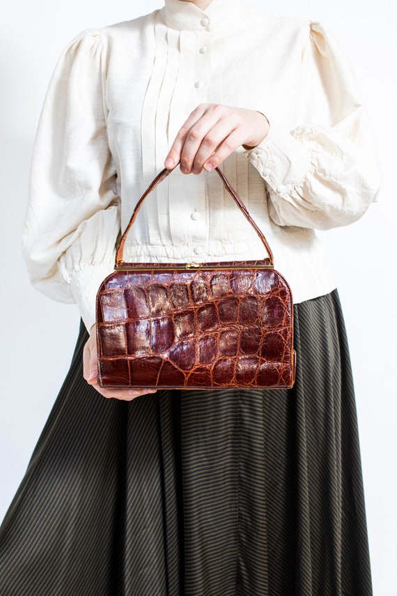 Original 1950 vintage handbag | burgundy red 50's… - image 5