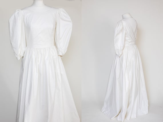 Vintage Laura Ashley 80's White Cotton Dress UK12… - image 2