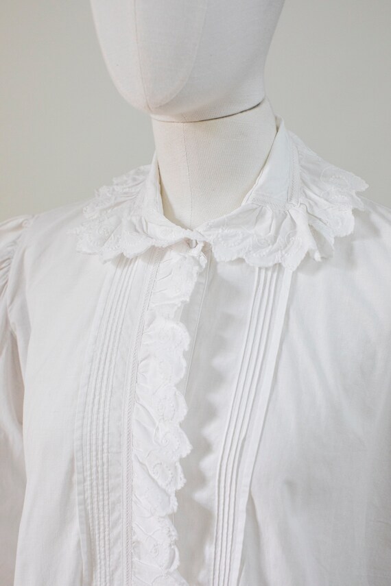 1920 Vintage White Cotton Lace Blouse Size S-M | … - image 6