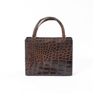 Original 1960s Vintage Echtleder Top Henkel Tasche - Braune Klassische Handtasche | 60er Jahre Mode Handtasche