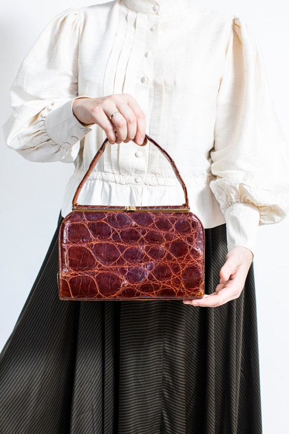 Original 1950 vintage handbag | burgundy red 50's… - image 1