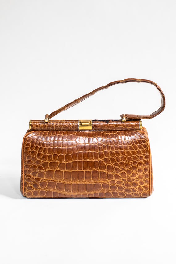 Sac Bandoulière Vintage En Cuir Marron - Forme Tube Années 60/70 - Italie - Excellent état