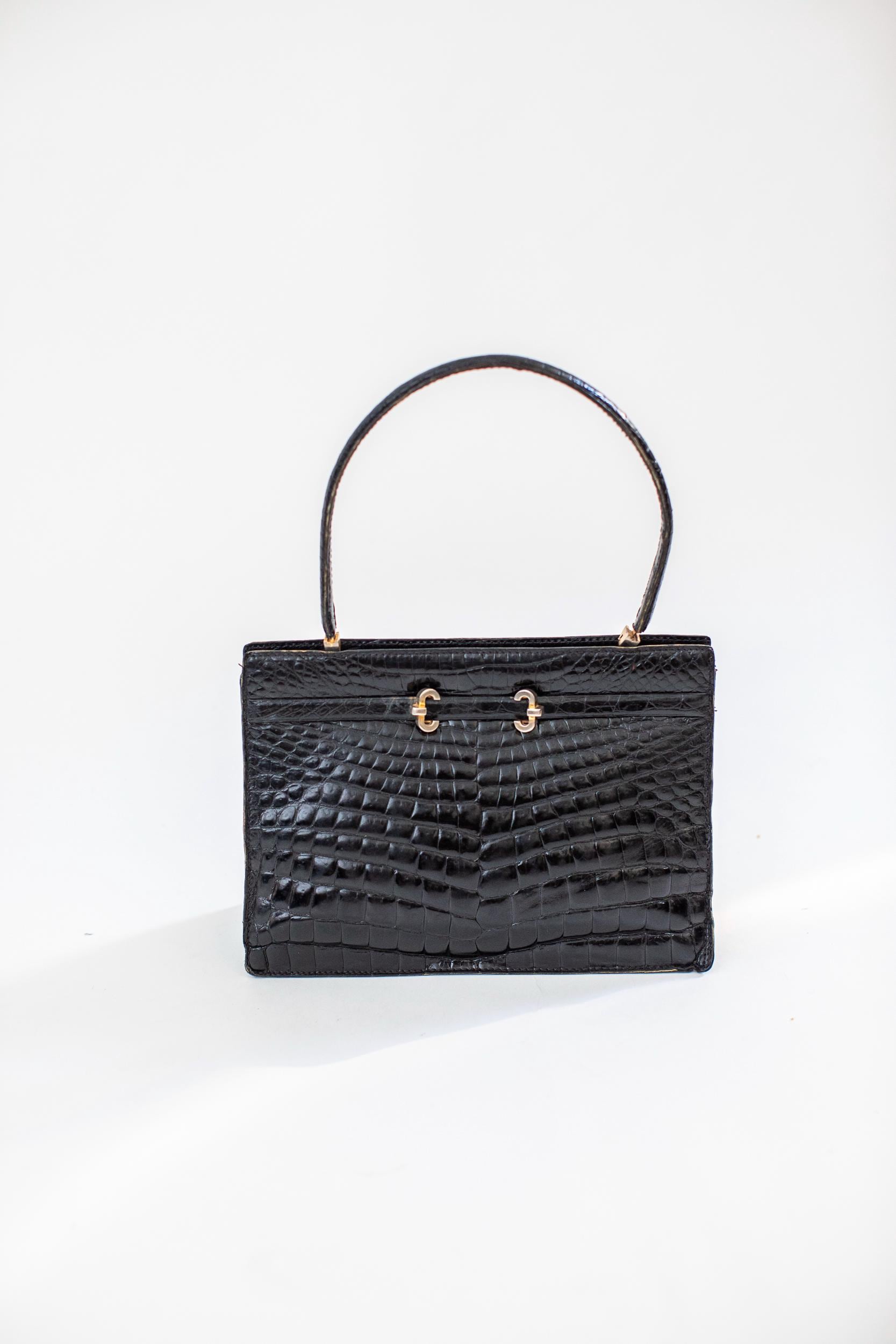 Vintage Genuine leather bag | 1970 vintage handbag | brown 70's top handle bag | exotic leather retro bag