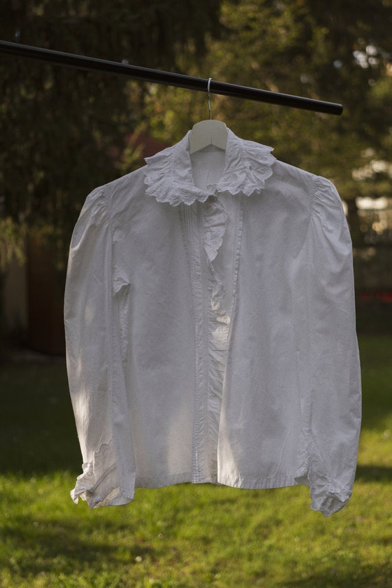 1920 Vintage White Cotton Lace Blouse Size S-M | … - image 1