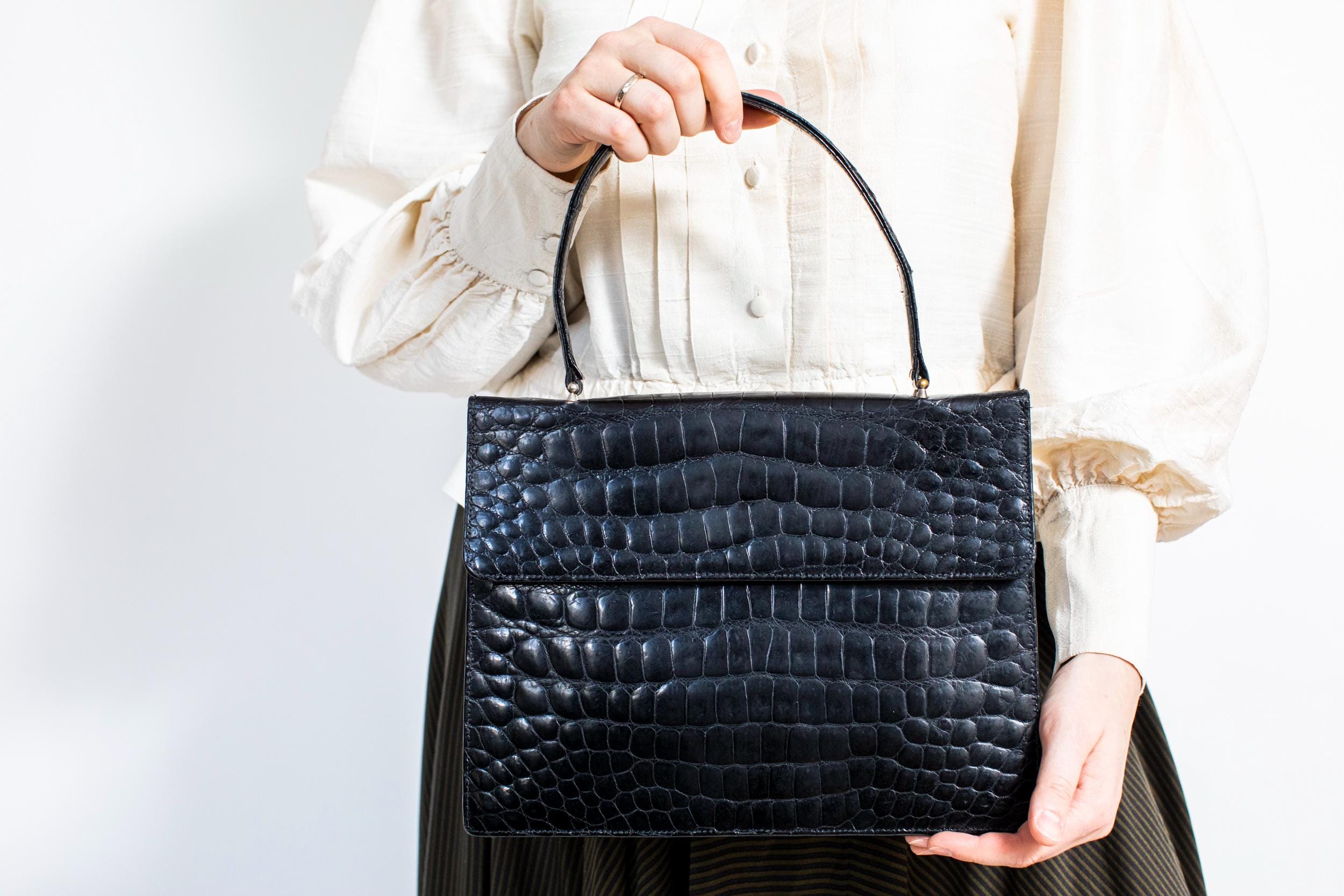 70s Black Leather Bag main image 1