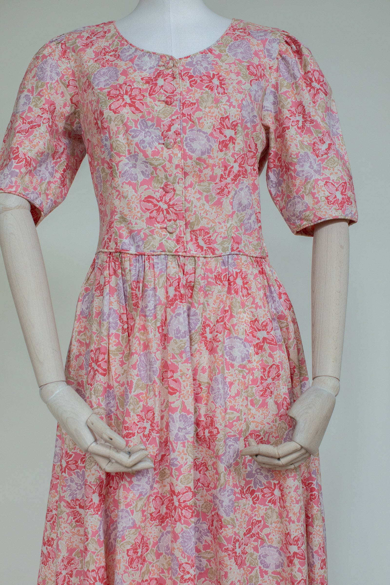 Vintage Laura Ashley Dress 80s Tea Dress Pastel Floral Print Puffy