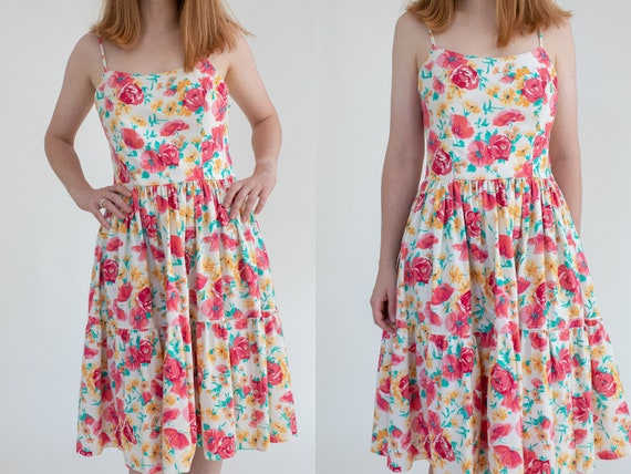 Vintage Laura Ashley Sun Dress 90s | Tea dress pa… - image 1