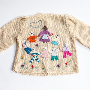 Kid Girl Vintage Lapel Crochet Knit Cardigan Sweater
