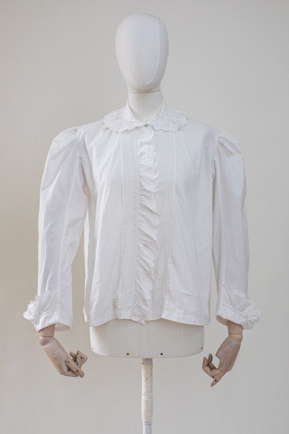 1920 Vintage White Cotton Lace Blouse Size S-M | … - image 2