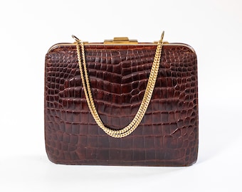 Grand sac à main vintage 70SUP orange marron 40x34 - Accessoires & Bagagerie