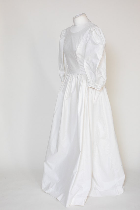 Vintage Laura Ashley 80's White Cotton Dress UK12… - image 9