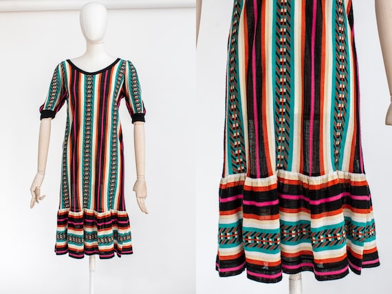 Vintage Yves Saint Laurent Knit Dress: Geometric Print, Boho Hippie Style -  Etsy Israel