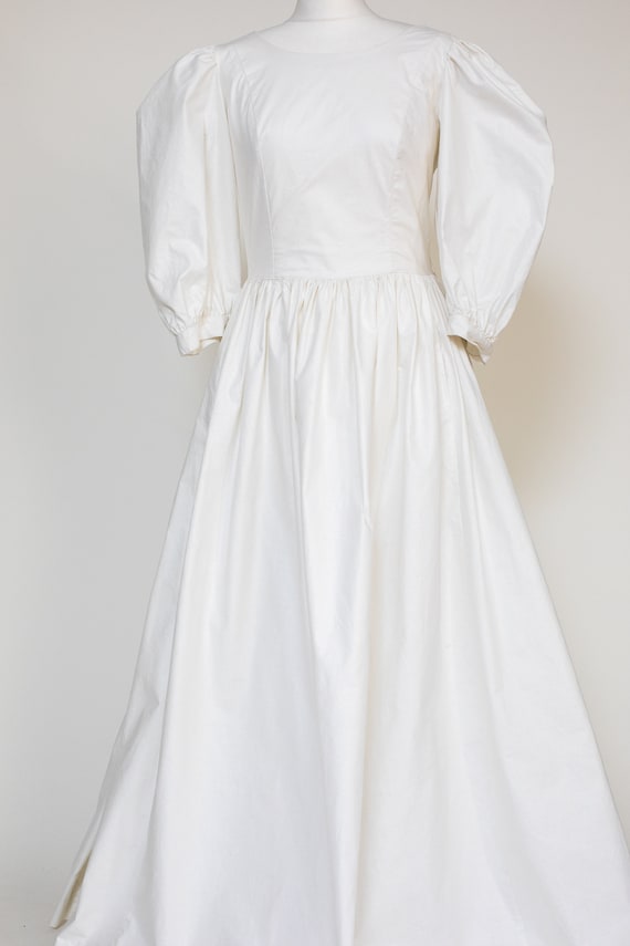 Vintage Laura Ashley 80's White Cotton Dress UK12… - image 3