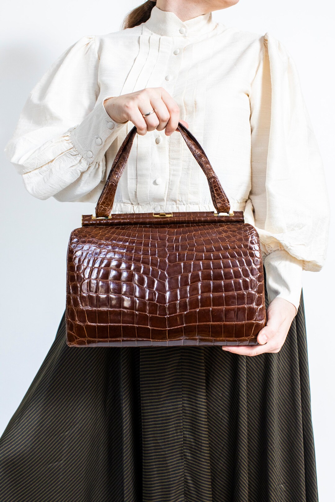 Large Genuine Leather Vintage Bag 1970 Vintage Handbag Etsy