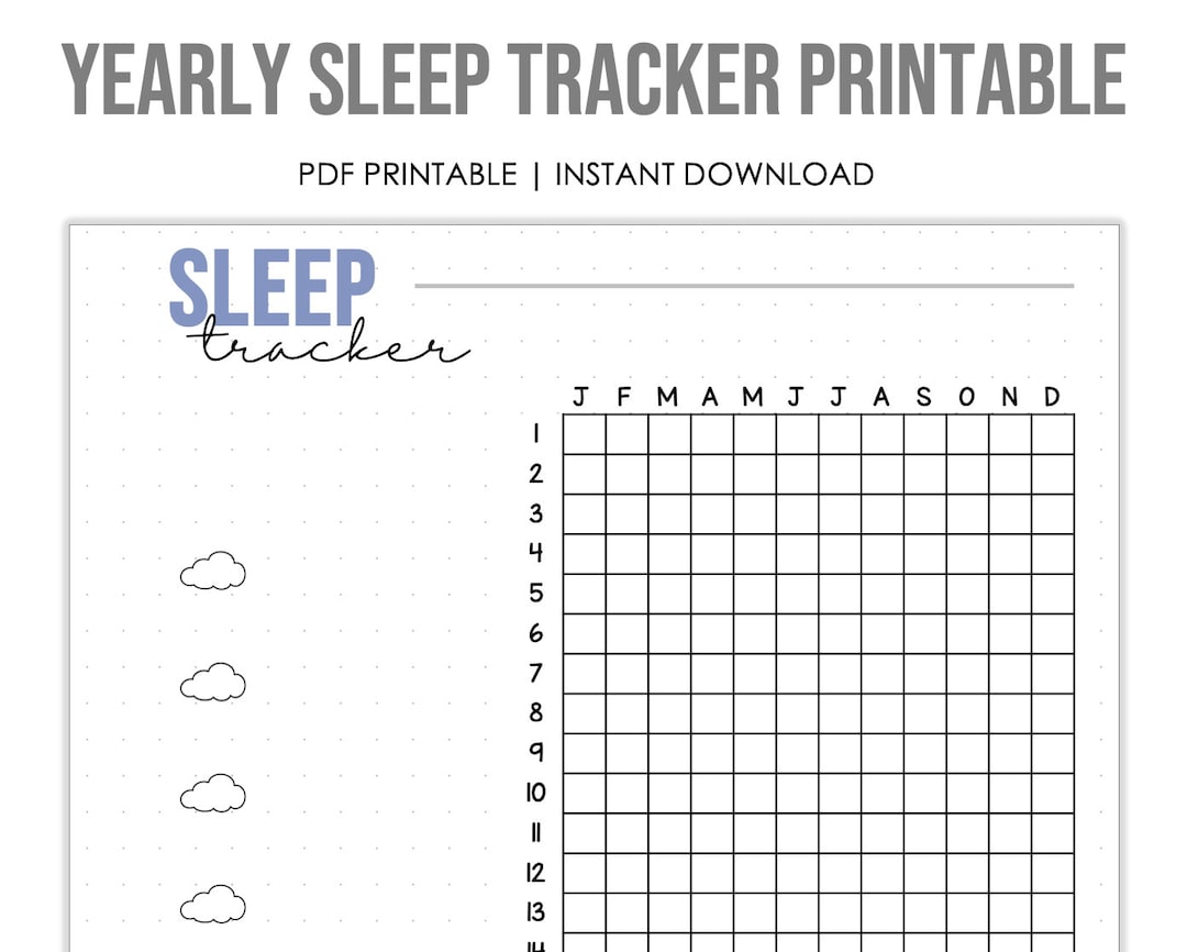 Digital Download Yearly Sleep Tracker, BUJO Insert, Bullet Journal ...