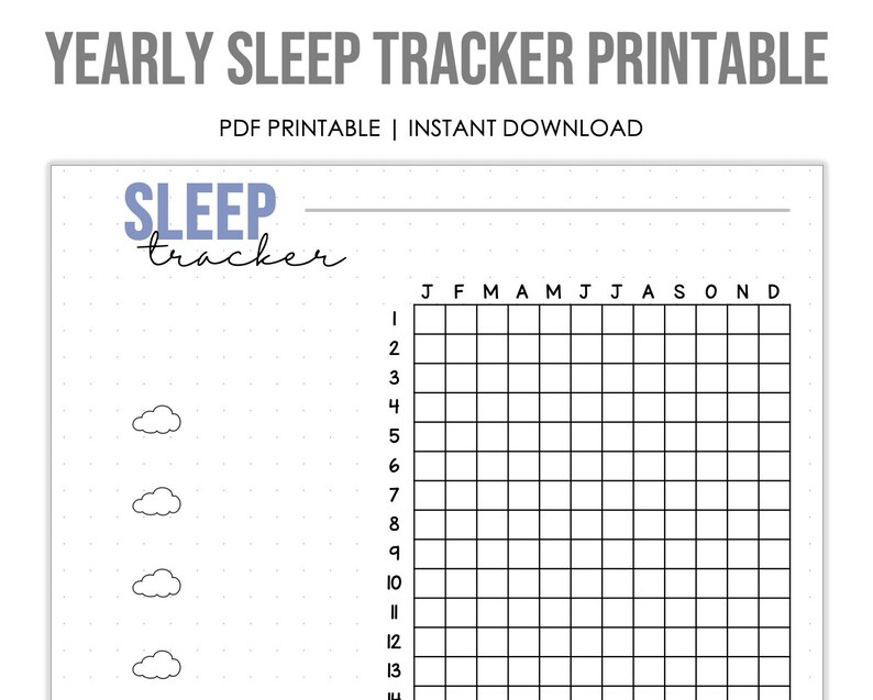 Digital Download Yearly Sleep Tracker BUJO Insert Bullet - Etsy