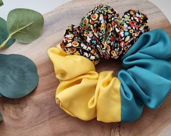 Scrunchie satin, scrunchie patwork, darling hair, satin darling, regalo para ella, accesorio para el cabello