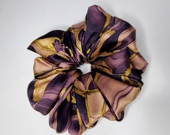 Scrunchie soffice, scrunchie viola/malva/oro, scrunchie chic, scrunchie elegante per capelli, regalo per lei, accessorio per capelli